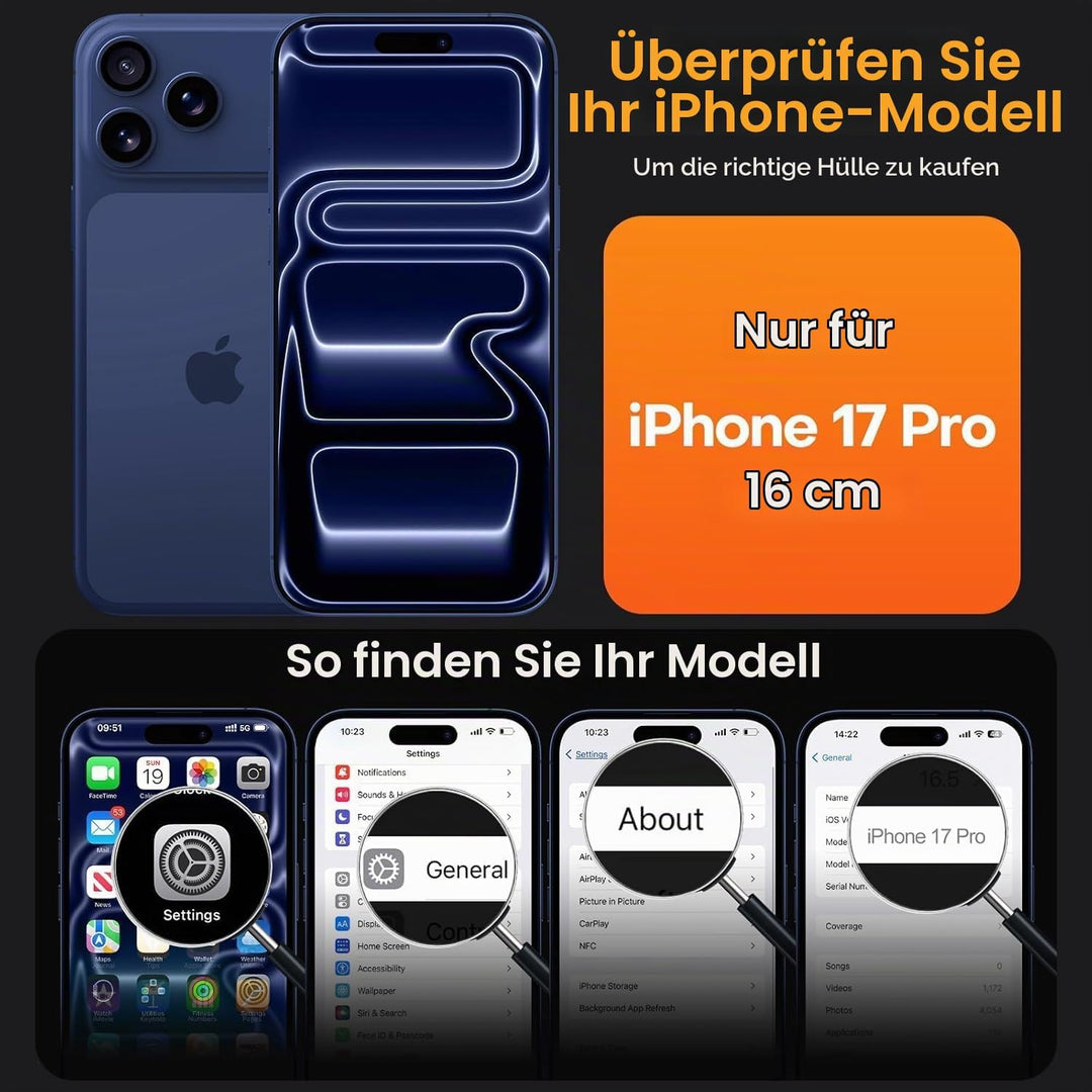 Handykette mit Band für iPhone 17 Pro Hülle, Verstellbarem und Demontage Band, Transparente Case mit