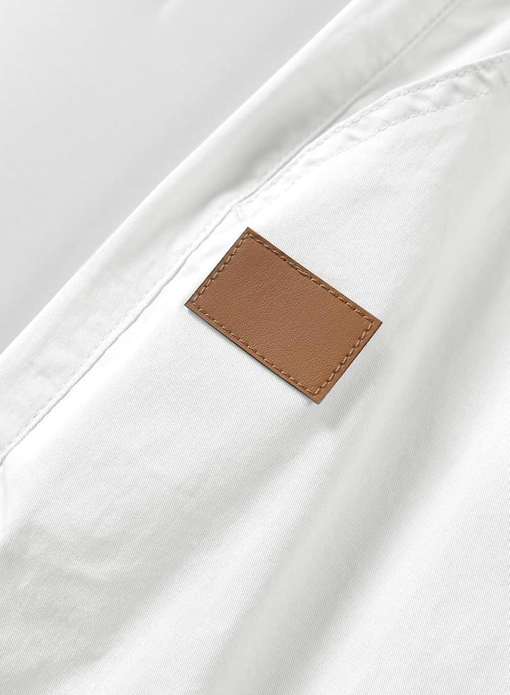 JMIERR Kurze Hosen Herren Shorts Herren Sommer Chino Baumwolle Elastische Taille mit Taschen L Weiss