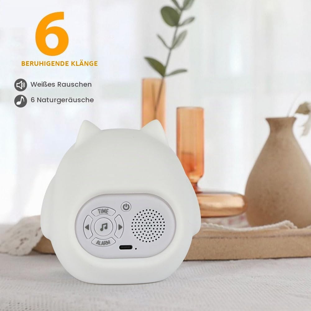HOTUT Kinder Lichtwecker,Schlaftrainer Kinder mit Nachtlichtern,6 White Noise Kinderwecker,Digitaler