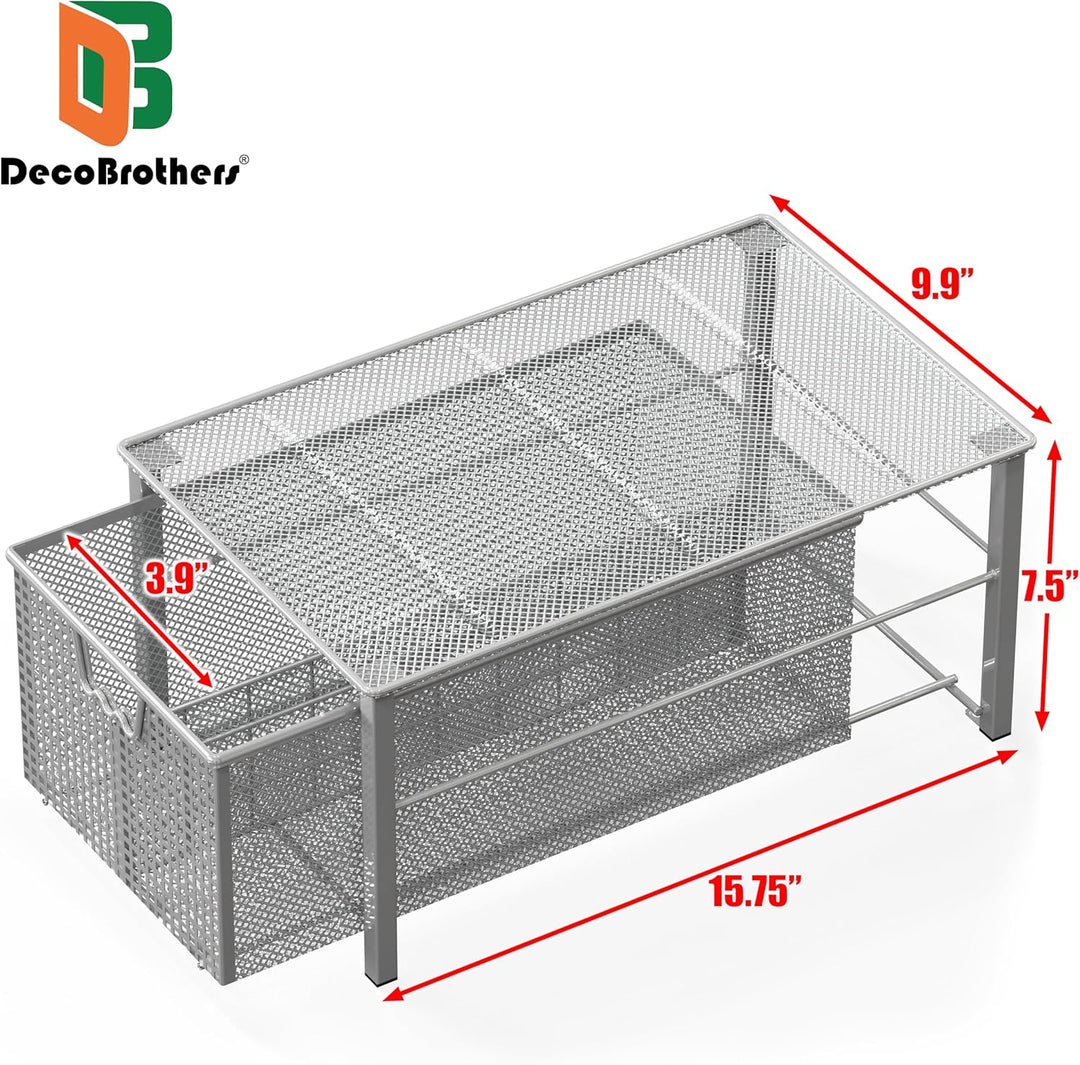 DecoBros Mesh Cabinet Basket Organizer, silber (gross 10.6 x 16 x 7.8) Large - 10 x 15.8 x 7.5, Larg