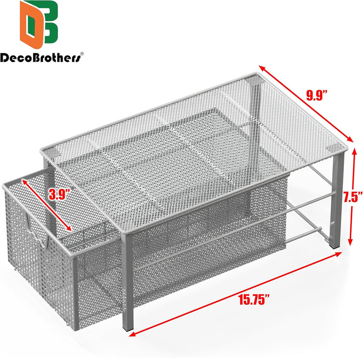 DecoBros Mesh Cabinet Basket Organizer, silber (gross 10.6 x 16 x 7.8) Large - 10 x 15.8 x 7.5, Larg