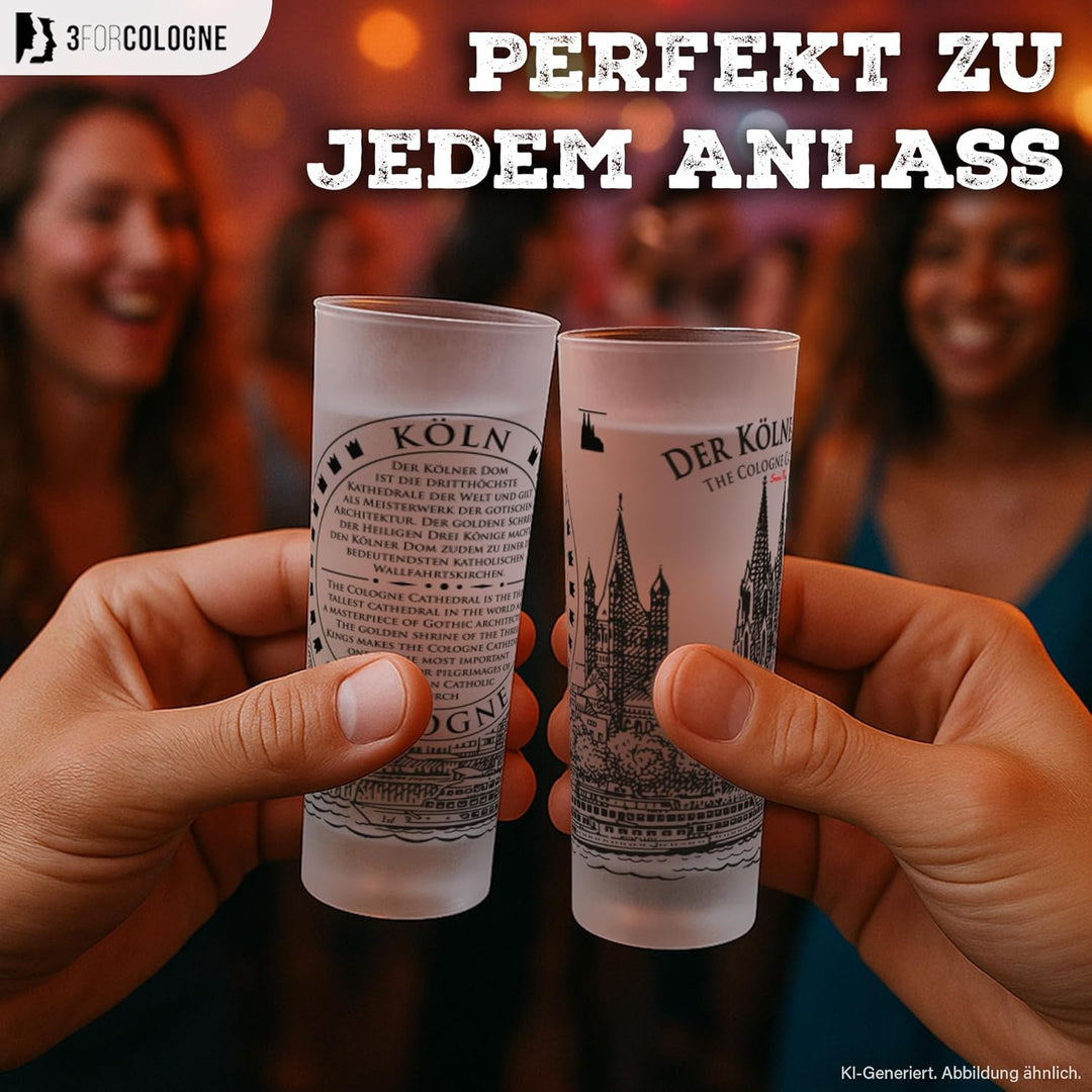 3forCologne Schnapsgläser 6,5cl | 6er Set | Kölner Dom| Pinnchen, Shotgläser, Tequila, Vodka, Obstle