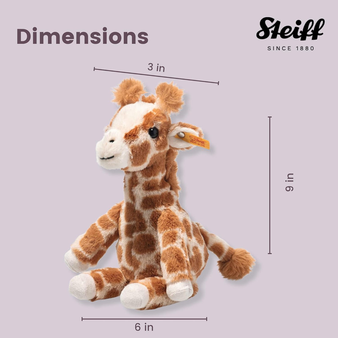 Steiff Gina Giraffe Hellbraun gefleckt 23 cm, Soft Cuddly Friends, aufrecht sitzend durch Granulatsä