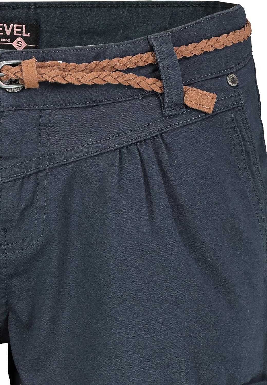 Sublevel Damen Kurze Hose Stretch-Shorts mit Flecht-Gürtel S Dark-blue, S Dark-blue