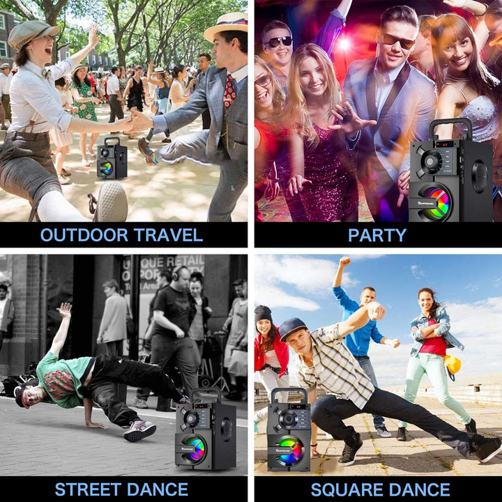 TOMPROAD Bluetooth Lautsprecher, Tragbare Bluetooth Box mit Subwoofer, kabellos Stereo Sound satter