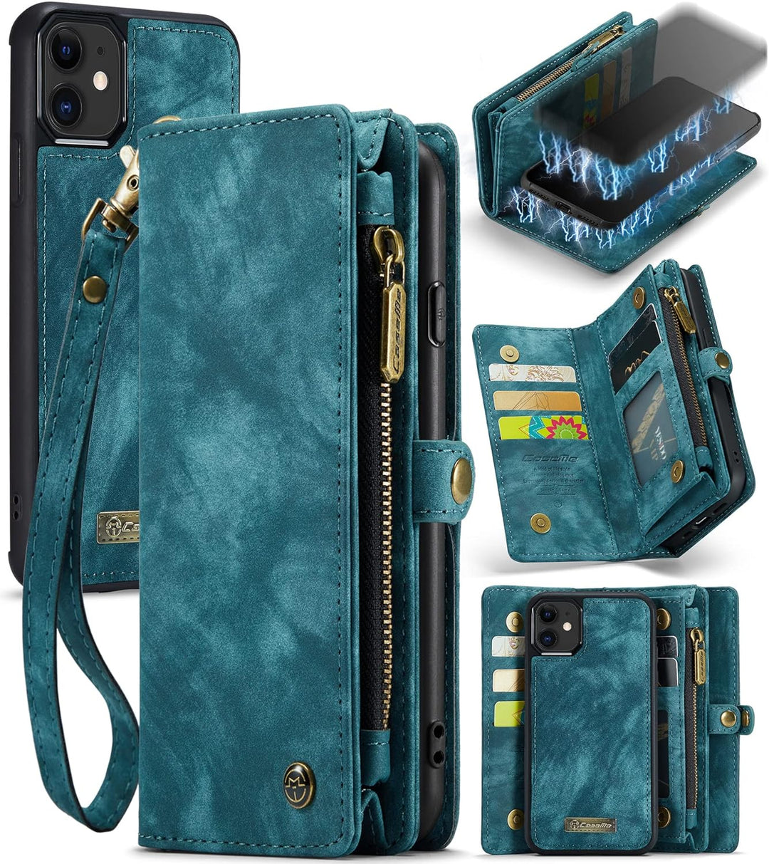 UFinetech 2-in-1 iPhone 11 Hülle Tasche Design Flip TPU Bumper Leder Abnehmbar Flexibel Magnetische