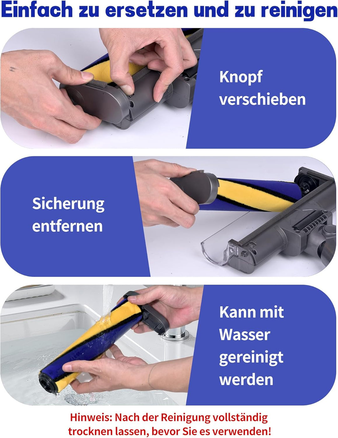 Ersatzteile Bürste für Dyson V7 V8 V10 V11 V15 Staubsauger Zubehör Bodendüse für Dyson Aufsatz mit L