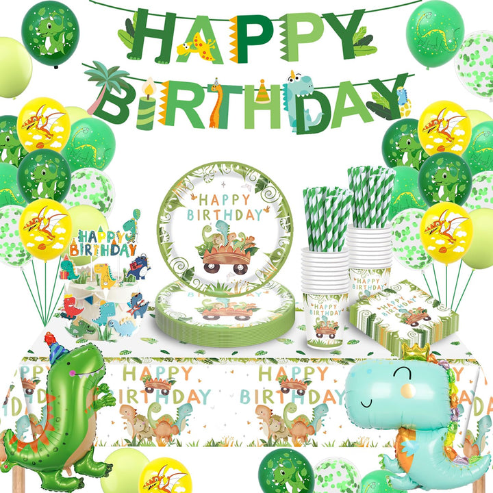 Dinosaurier Partygeschirr Set, Dino Geburtstag Deko, Dinosaurier Geburtstag Geschirr Set, Pappteller