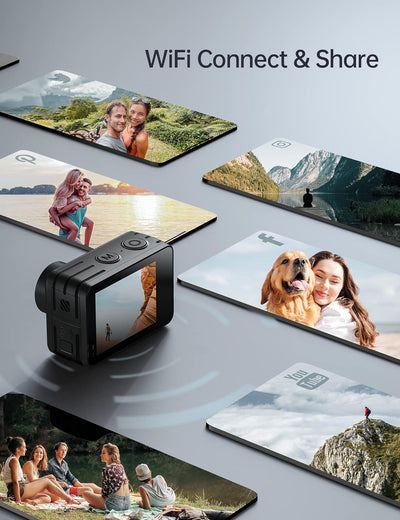 WOLFANG GA420 Action Cam 4K 60FPS Unterwasserkamera WiFi 10M Wasserdicht ohne Gehäuse 3.0 EIS Bildst