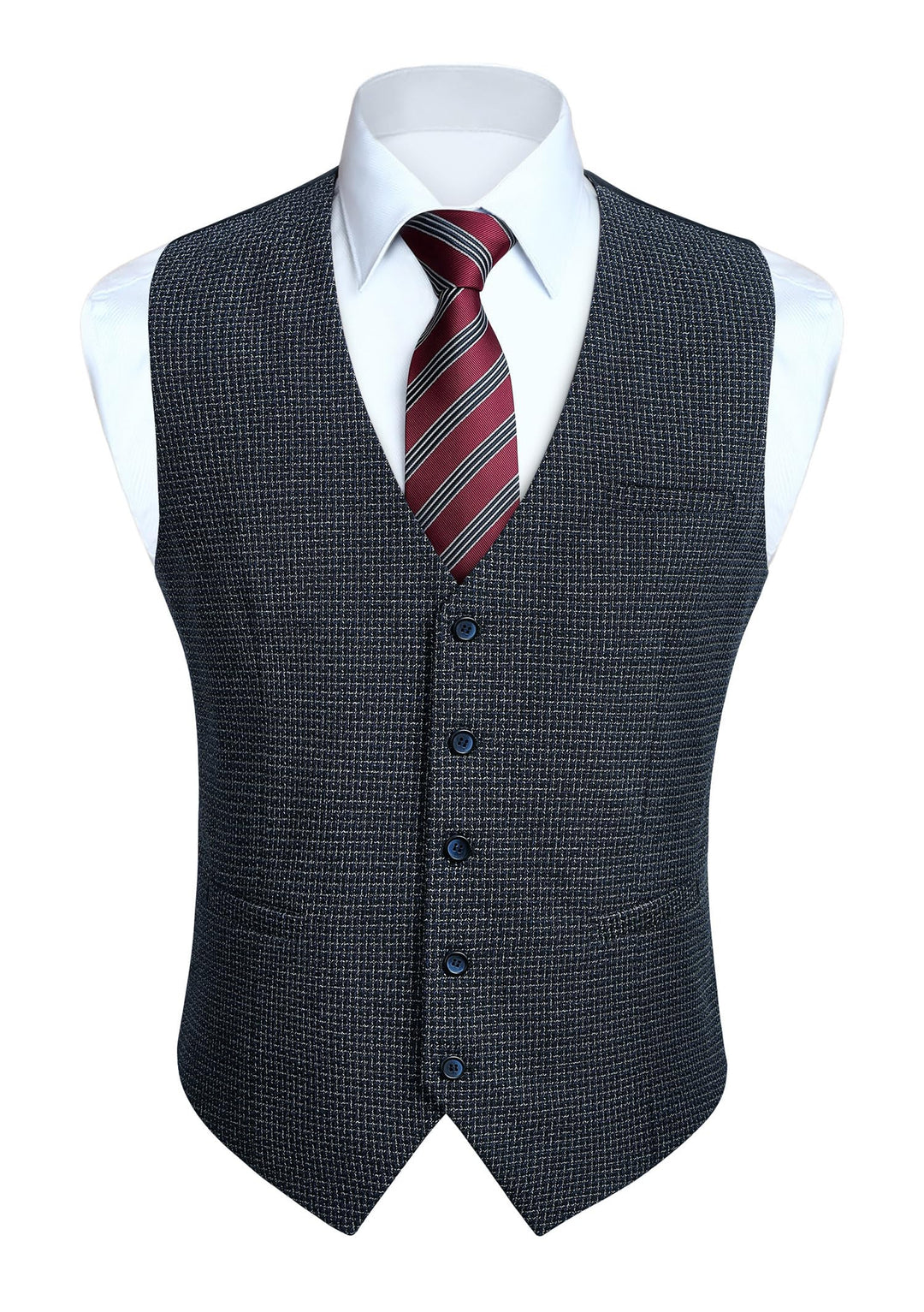 HISDERN Herren Anzugweste Formale Hochzeit Klassische Retro Baumwolle V-Ausschnitt Einfarbige Elegan