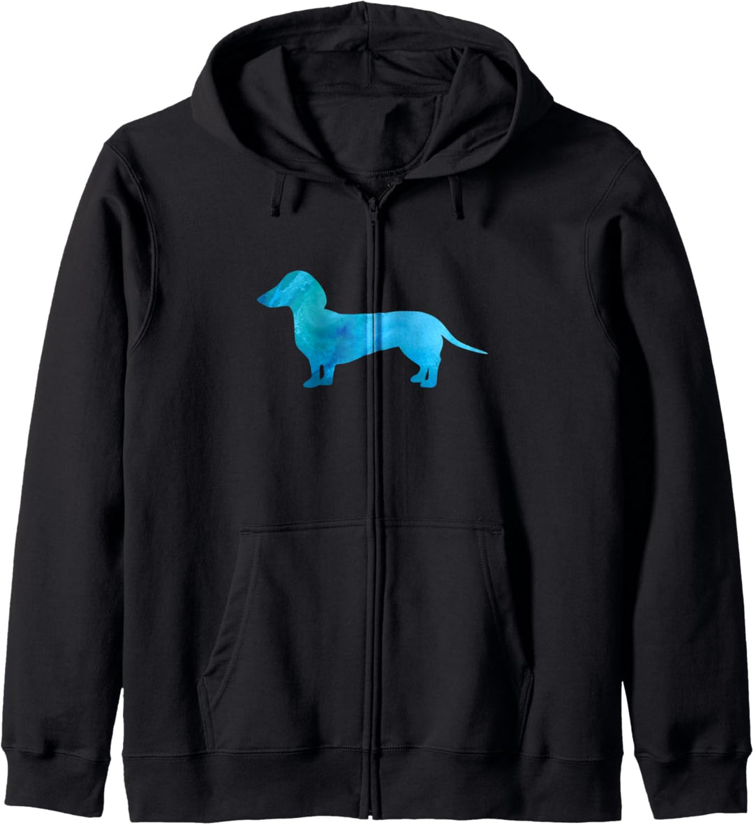 Dackel Doxie Weiner Hund Blau Spass Hippie Aquarell Kapuzenjacke