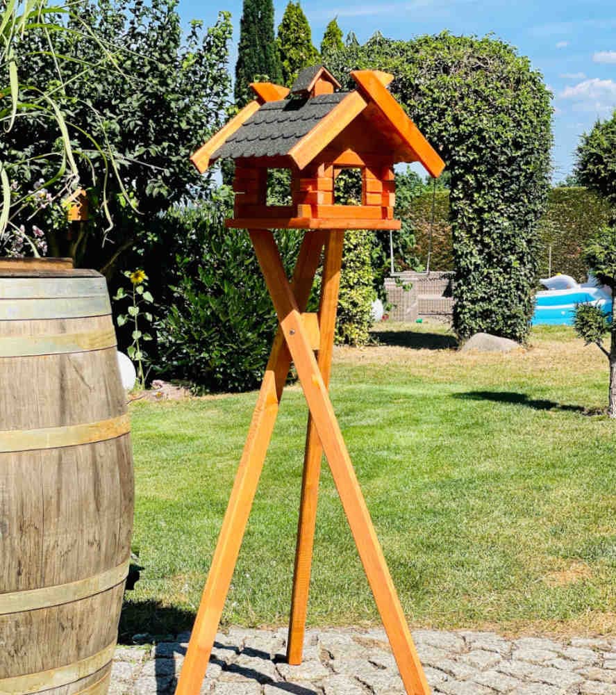 Rechteckiges Vogelhaus M - XL wetterfest aus Holz Vogel Futterstelle Haus mit und ohne Ständer (Grös