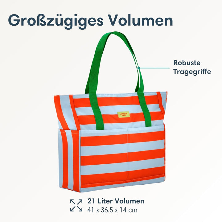 LARKSON Strandtasche Damen & Herren - Linn - Grosse Beach Bag für Strand, Schwimmbad, Pool - Tote Ba