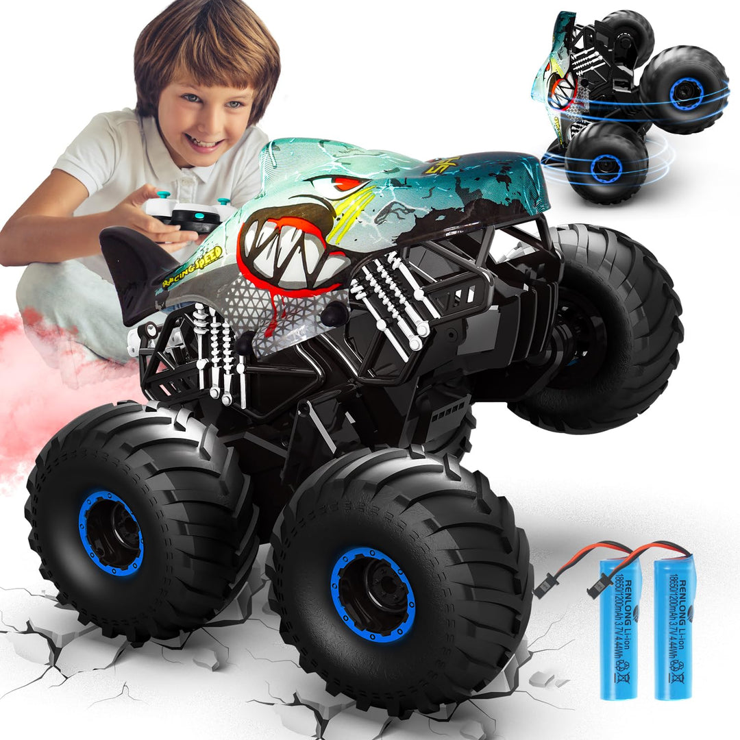 Ferngesteuertes Auto, 1/16 Monstertruck mit Stomp und 360°Drehung, Hai Monstertruck Ferngesteuert mi