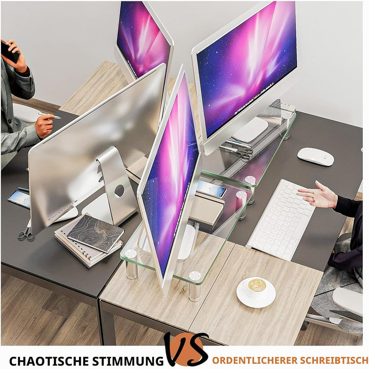 Hemudu 2 Pack Computer Monitor Riser mit höhenverstellbarem Multi Media Desktop Stand für Flachbilds