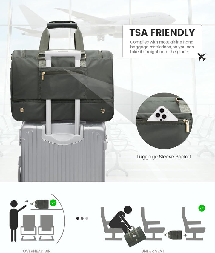 LOVEVOOK Sporttasche Reisetasche Damen, Weekender Travel Bag mit Kulturtasche, Schuhfach & Nassfach,