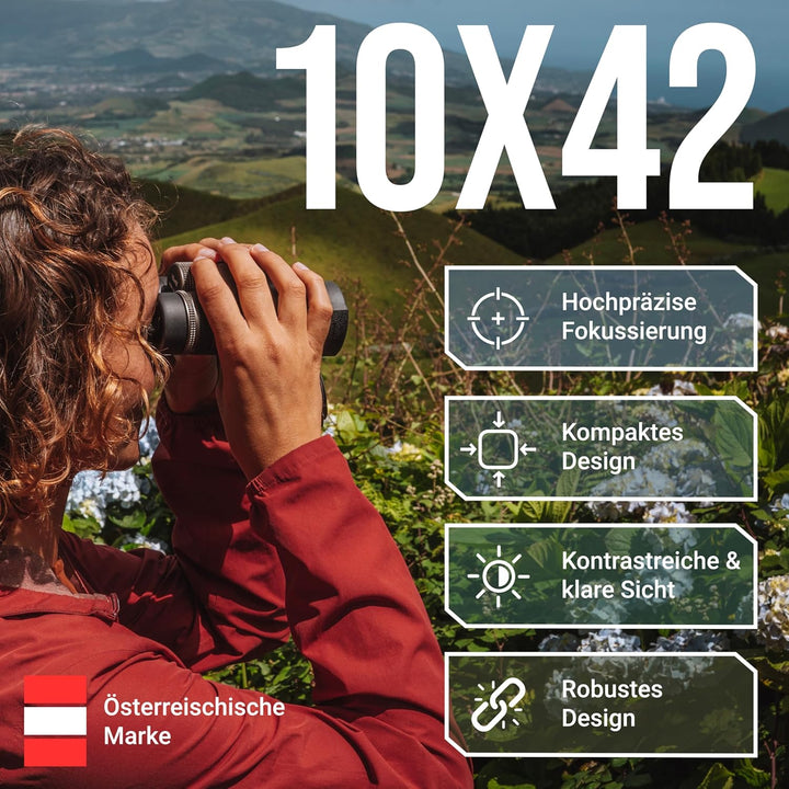 ZIRBITZ® HD Fernglas - Kompaktes und Leistungsstarkes Fernglas für Wandern, Vogelbeobachtung und Rei