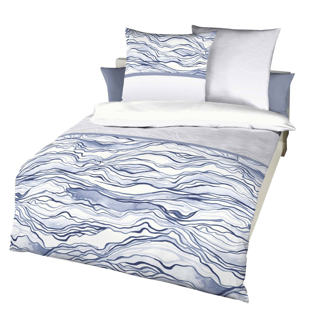 Kaeppel Bettwäsche Satin blau-weiss Grösse 155x220 cm (80x80 cm) 155x220 cm + 80x80 cm Blau-weiss, 1