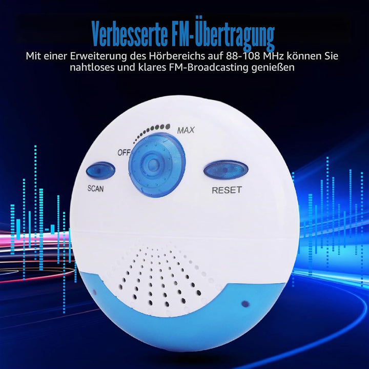 Wasserdichter IPX7 Lautsprecher, Tragbarer Duschlautsprecher mit 360°-Surround Sound, Duschradio Lau