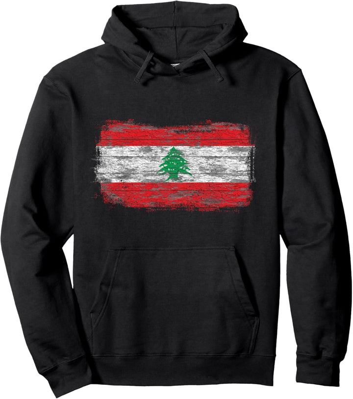 Rustikale Nationalflagge des Libanon Pullover Hoodie