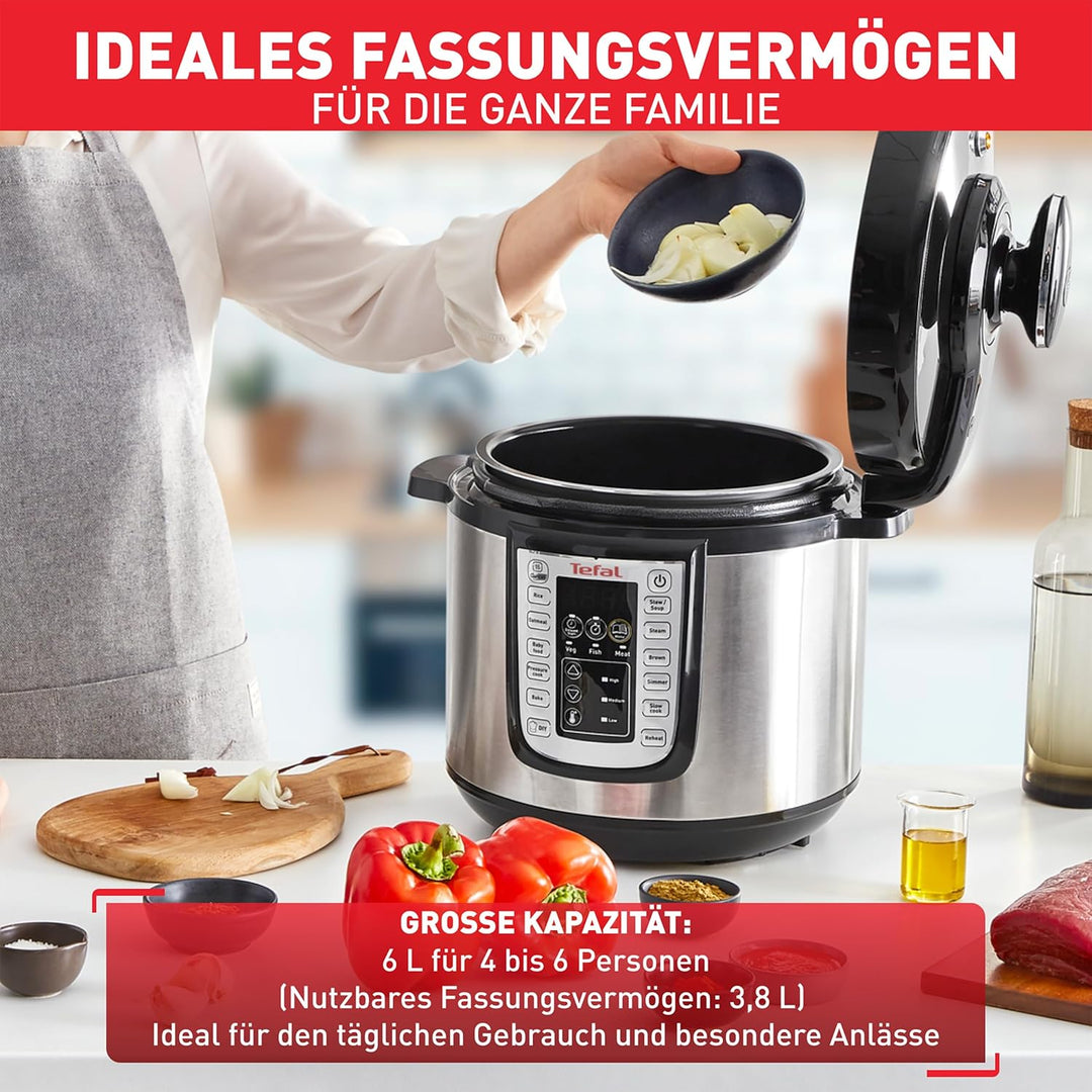 Tefal Fast & Delicious Multikocher, elektrischer Schnellkochtopf, 25 automatische Programme, grosses