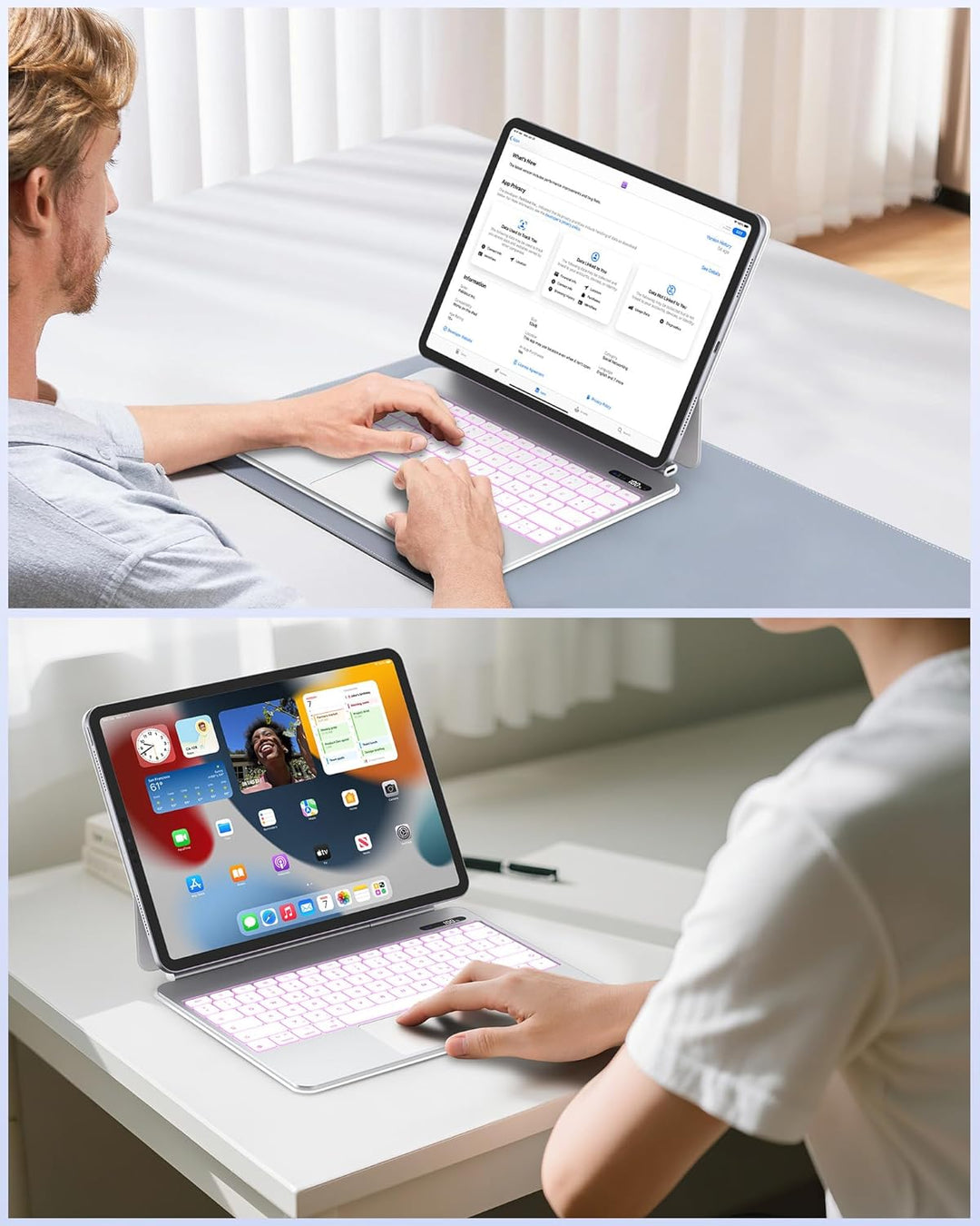 Bettdow für iPad Air 13 Zoll M3 2025/M2 2024/iPad Pro 12.9" 2018-2022 Tastatur Hülle, Leichte Alumin