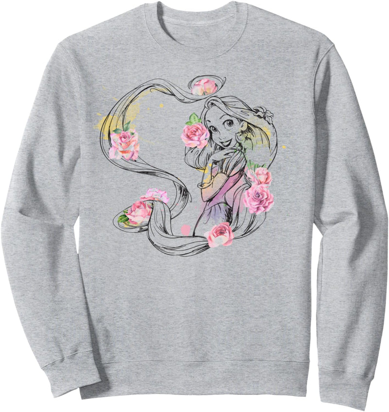 Disney Tangled Rapunzel Floral Hair Sketch Portrait Sweatshirt