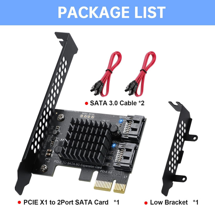 PCI-E zu SATA 3.0 Controller-Karte, 2-Port SATA III 6Gbps Erweiterung Karten, Unterstützt PCI-Expres