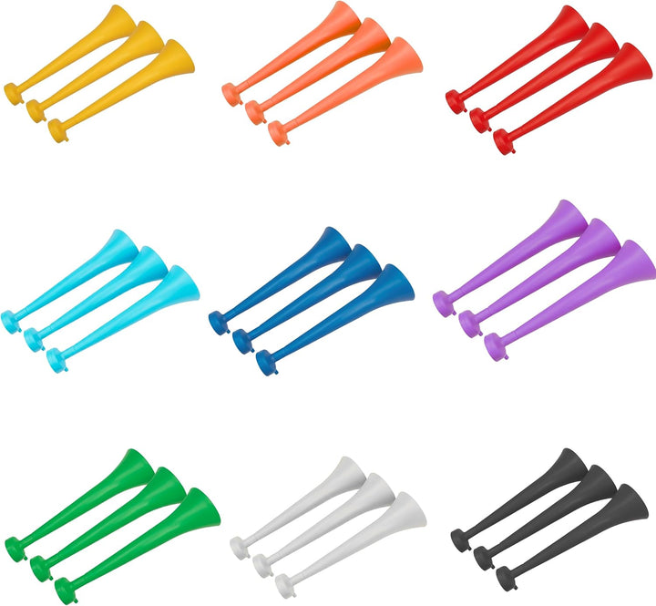 3er-Pack Vuvuzelas aus Widerstandsfähigem Kunststoff | Animationstrompeten für Fussball, Sportverans