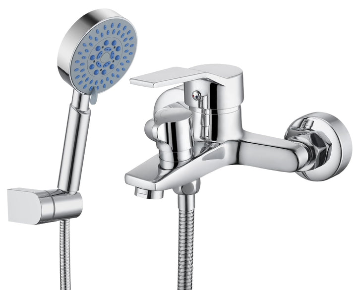 Badewannenarmatur mit Handbrause, Messing Mischbatterie Badewanne mit 5 Funktionen, Aufputz Wannenar