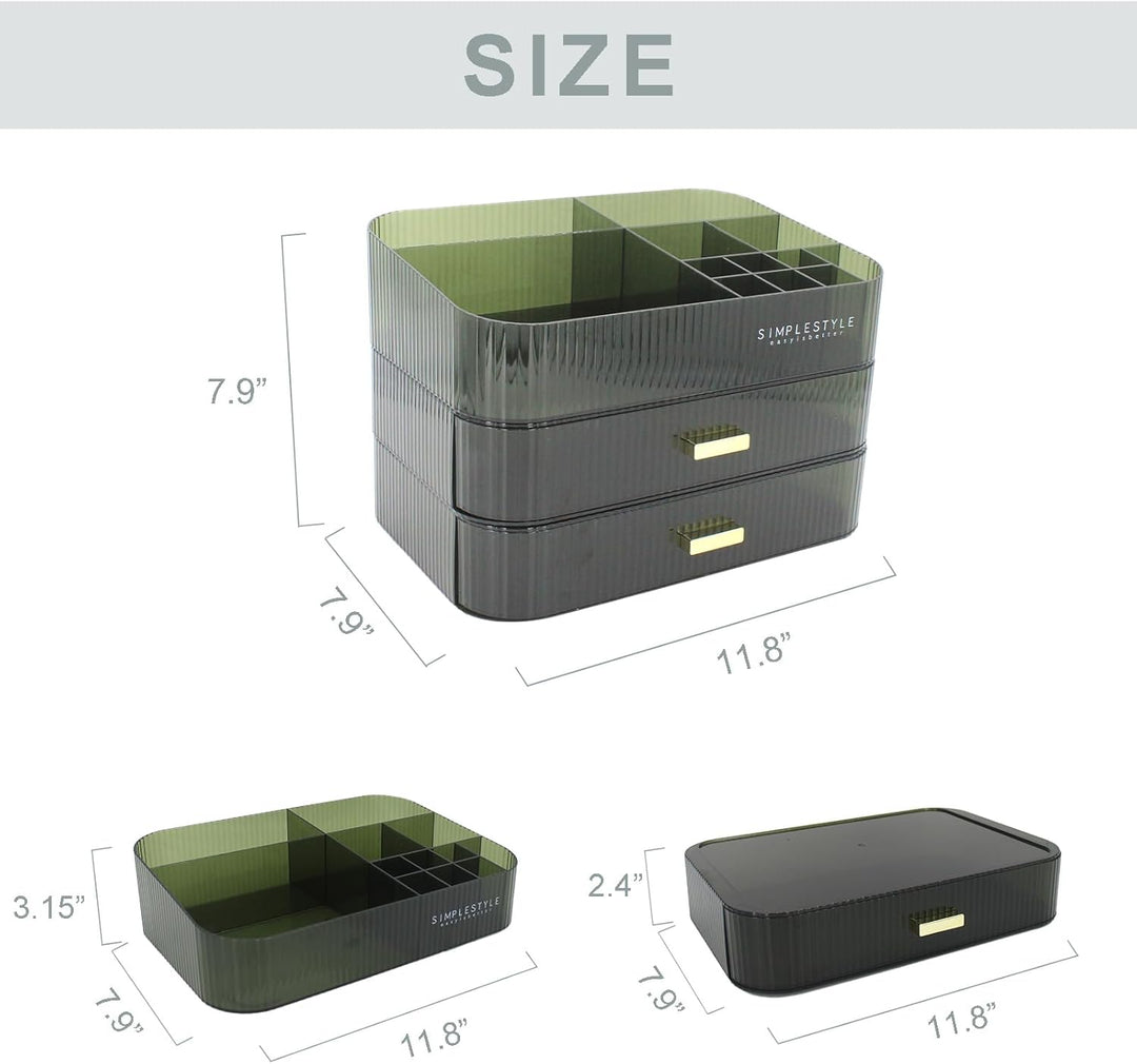 Makeup Organizer mit 2 Schubladen, Kosmetik-Organizer für Schlafzimmer und Bad Eitelkeit Arbeitsplat