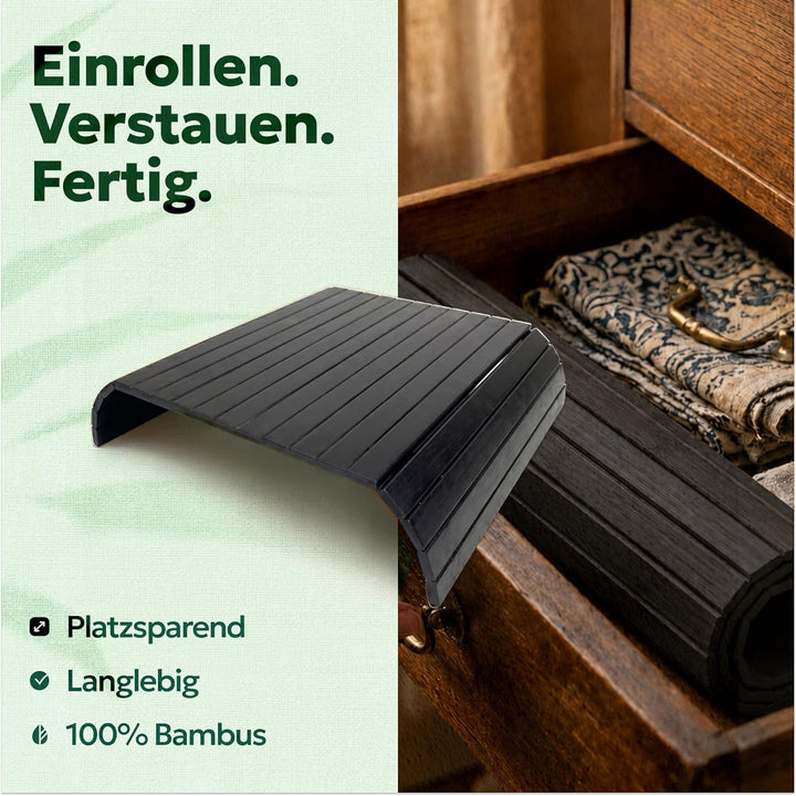 BAM BOO BOX Sofatablett aus Bambus - Couch Tablett flexibel - Sofatablett Armlehne - Sofa Tablett Ho