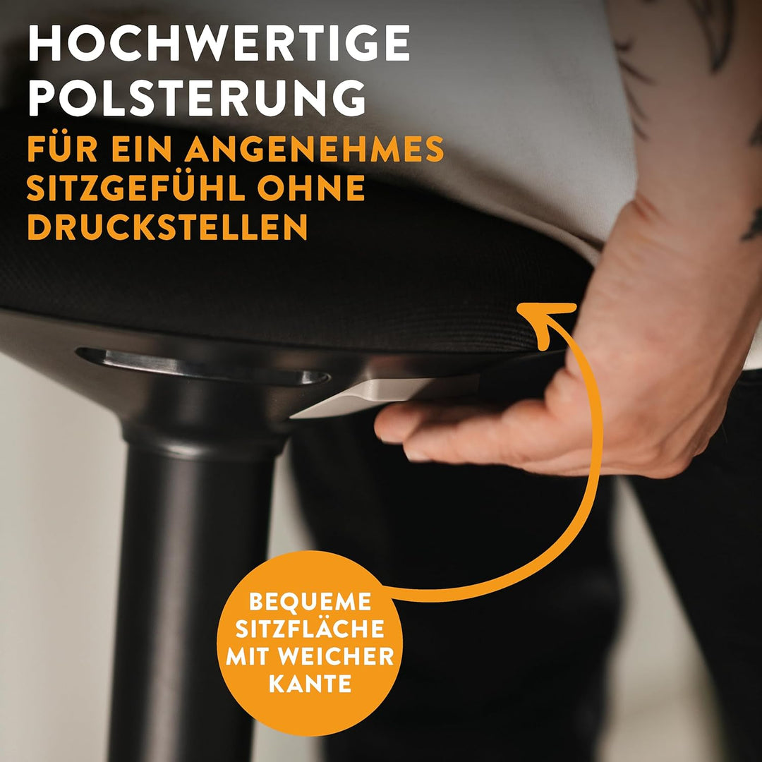 boho office® Stehhilfe, Sitzhilfe, Ergonomischer Hocker, Stehhocker, Stehsitz, Schwarz, Kunststoff,