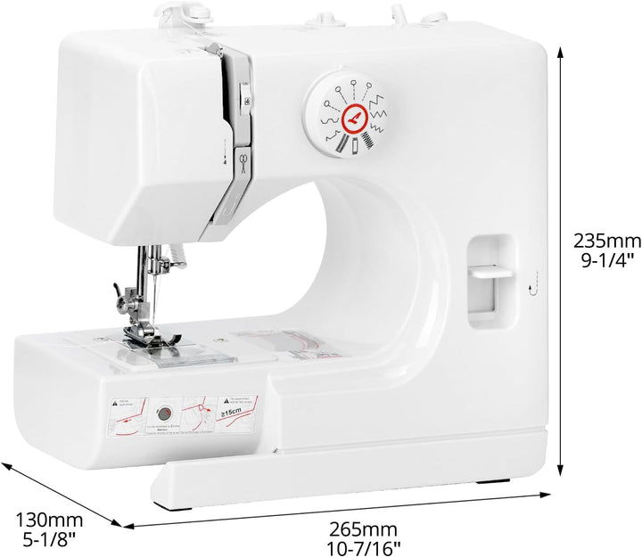 QWORK® Nähmaschine für Anfänger - 12 Stiche - Doppelte Geschwindigkeit - Freiarm zum Nähen von Ärmel
