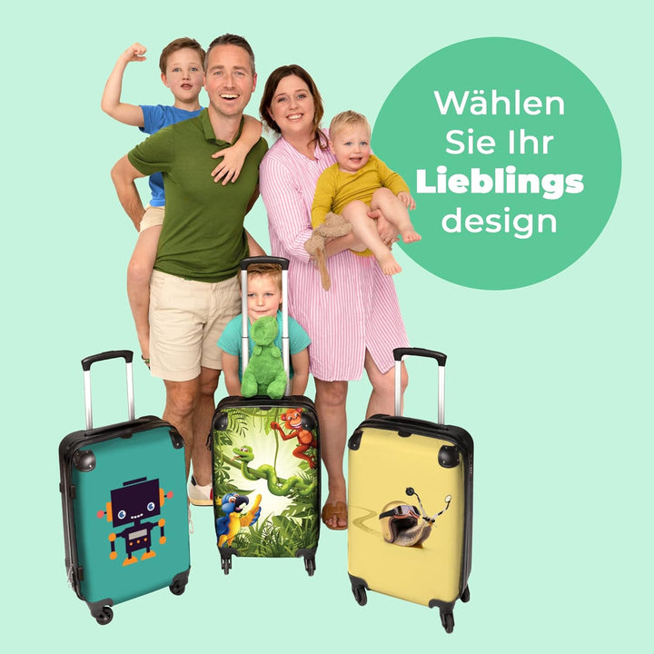 NoBoringSuitcases.com® Kinderkoffer Jungen Reisekoffer mit Rollen Koffer Leicht Geschenk, Hartschale