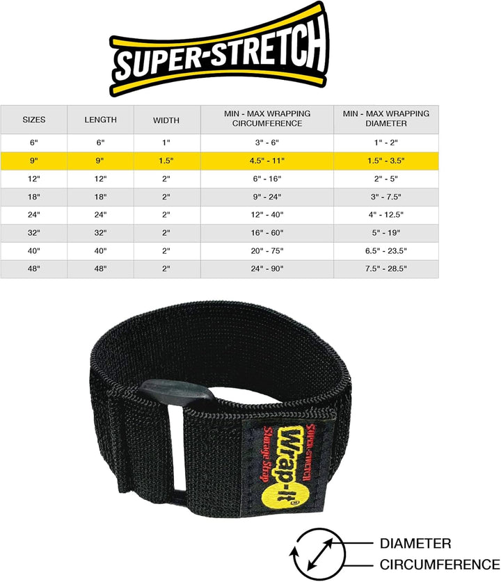 Super Stretch Wrap-It Storage Straps – (10) 22,9 cm orange – elastische Klettverschlüsse – Verlänger