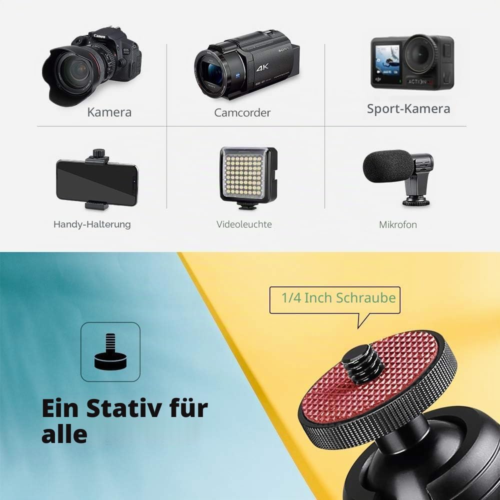 Zeadio Metall-Stativ + Kugelkopf-Halterung, mit 1/4 Zoll Schraube, Tisch-Stativ für Smooth 4, Crane