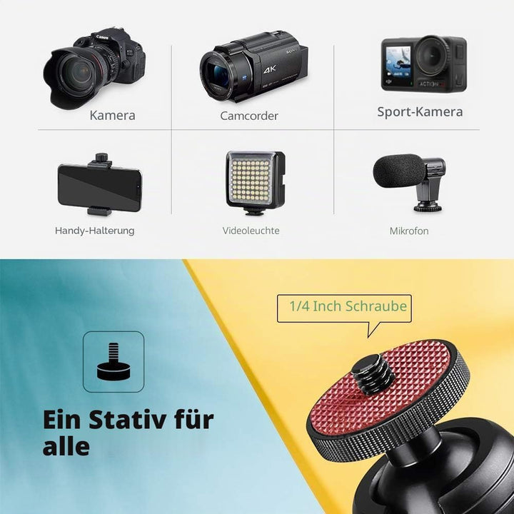 Zeadio Metall-Stativ + Kugelkopf-Halterung, mit 1/4 Zoll Schraube, Tisch-Stativ für Smooth 4, Crane