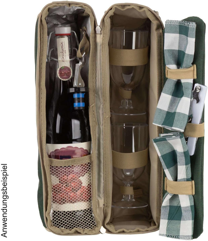 anndora Kühltasche Flaschentasche Weinkühltasche + 6 TLG. Zubehör – grün, Grün