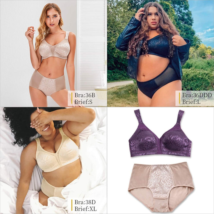 Wingslove Damen Minimizer BH ohne Bügel Grosse Brüste Bügelloser Entlastungs Breite Träger Vollfigur