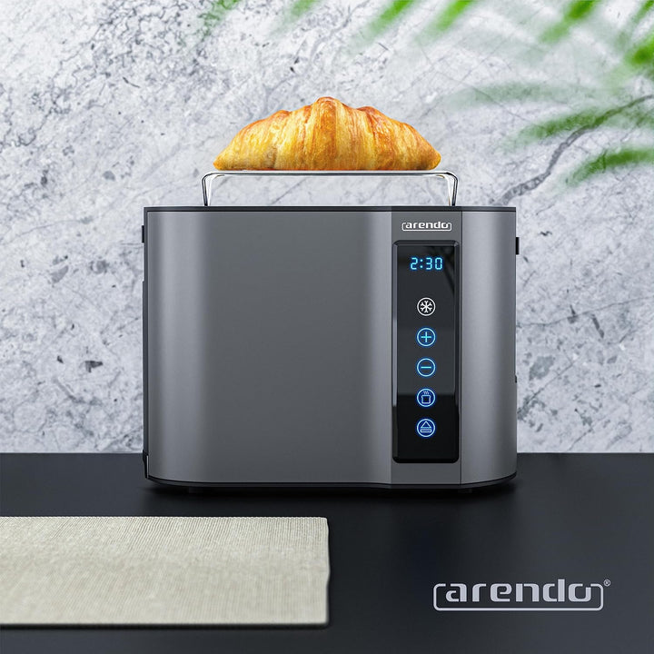 Arendo - Touch Toaster 2 Scheiben Edelstahl - Touchpanel - digital Display Restzeitanzeige - 800 W –