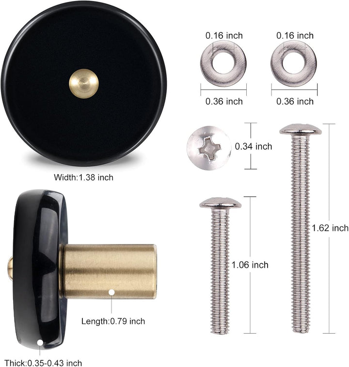 KYEYGWO 4 Stück Obsidian Natürlicher Kristall Möbelknöpfe mit Schraube, Runde Stein Schubladenknöpfe