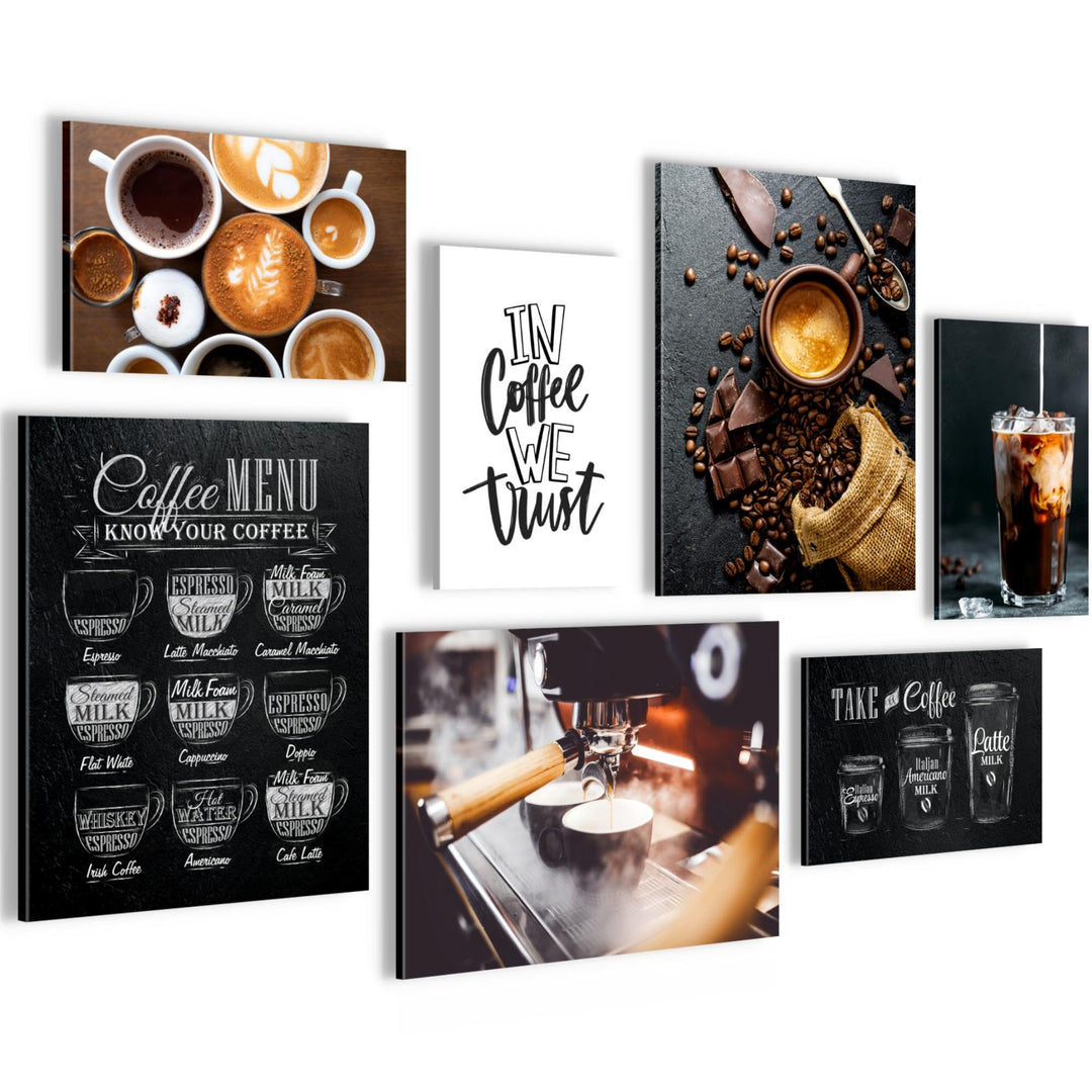 Novart Wandbilder Kaffee Coffee - KOMPLETT AUFHÄNGFERTIG - Küche Esszimmer Küchenbilder- 7 Moderne M