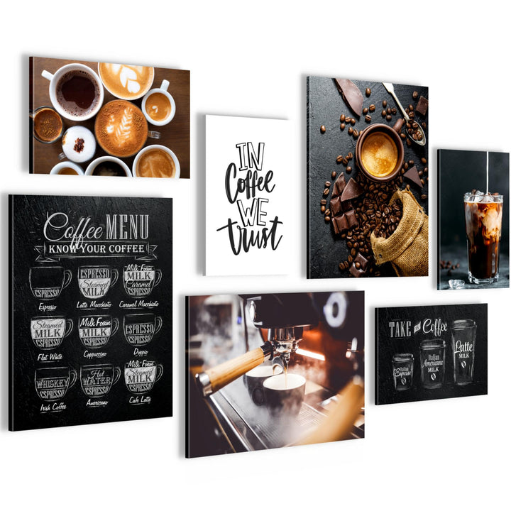 Novart Wandbilder Kaffee Coffee - KOMPLETT AUFHÄNGFERTIG - Küche Esszimmer Küchenbilder- 7 Moderne M