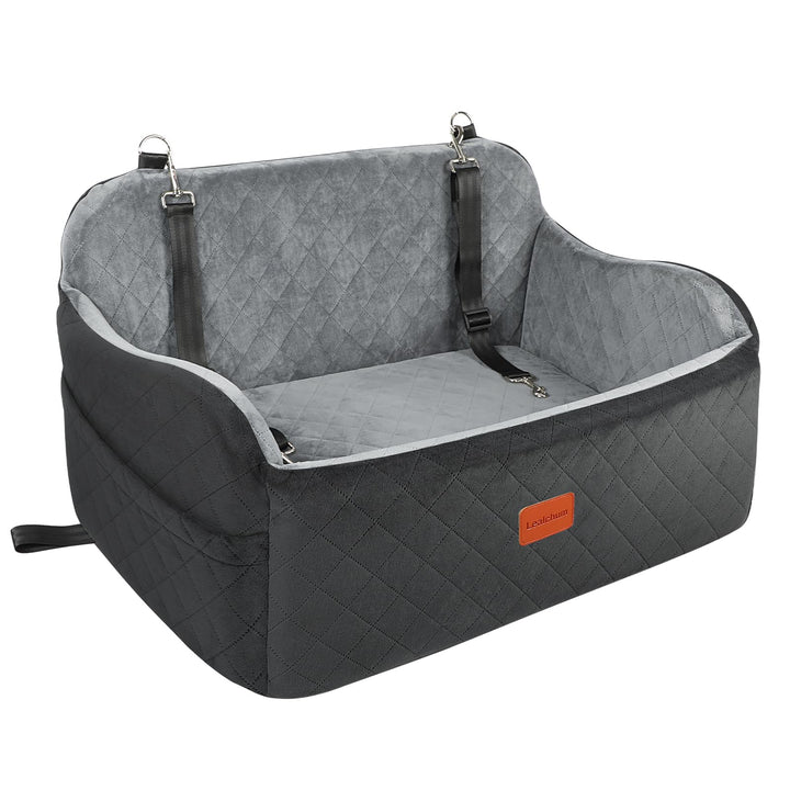 Hundeautositz bis zu 55 lb, 2 Clip-On Sicherheitsleinen verstellbares Hundebett für 2 kleine Hunde,