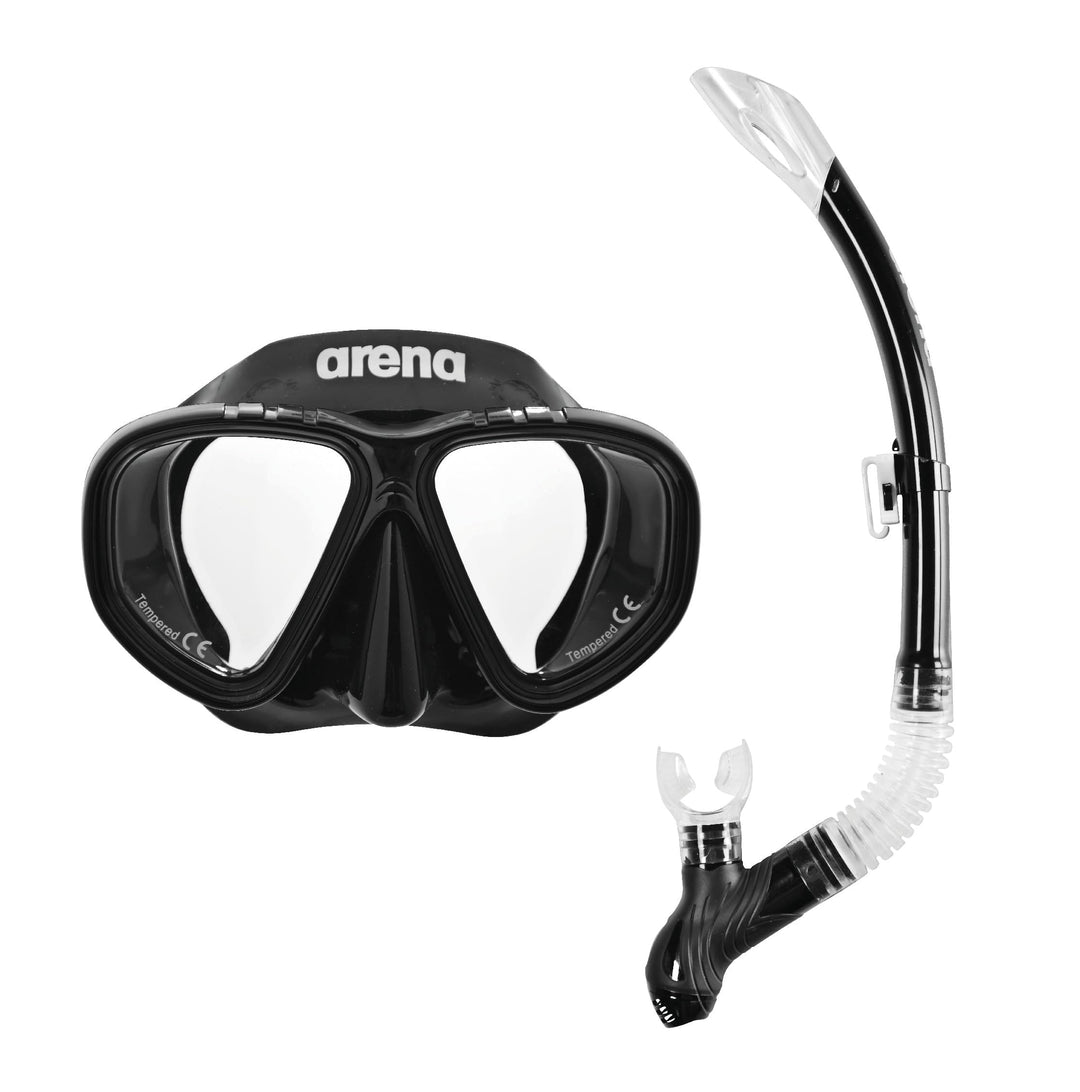 arena Unisex Premium Schnorchelausrüstung-Set, gehärtete Doppelgläser, Brillenmaske, grosser Gurt Ei