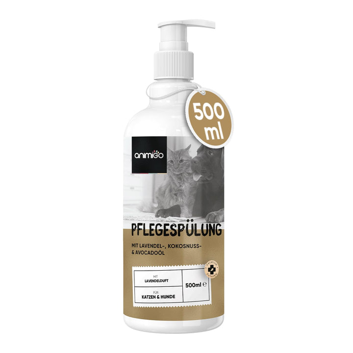 animigo Conditioner für Hunde & Katzen - 500ml Spülung - Mit Kokosöl & Avocadoöl - Für Langhaar & Ku