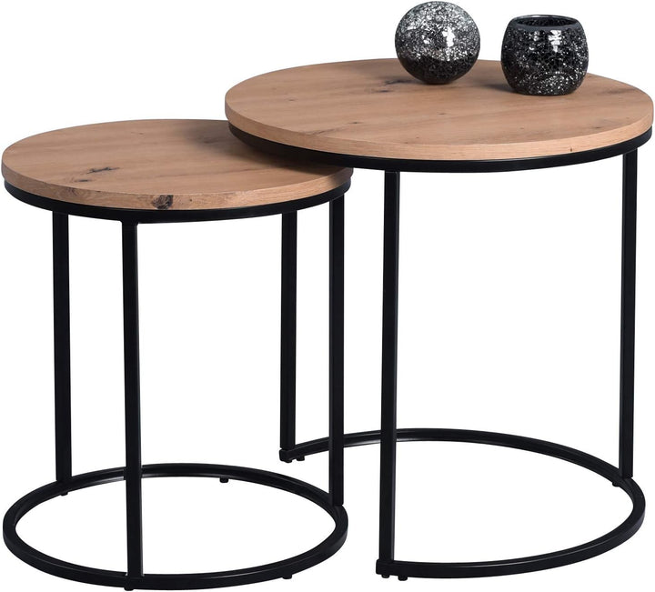 M2 Kollektion Denver Couchtisch/Kaffeetisch, Holzwerkstoff, braun, H1=47cm, D1=40cm, H2=52cm, D2=50c