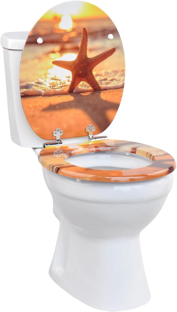 SAINOS,WC Sitz mit Absenkautomatik,Toilettendeckel aus Holz,Stabile Qualität,Einfache Reinigung Der