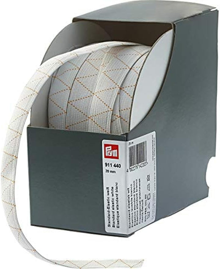 Prym 911440 Standard-Elastic, 20 mm, 25 m, weiss, Polyester 20 mm | 25 m, 20 mm | 25 m